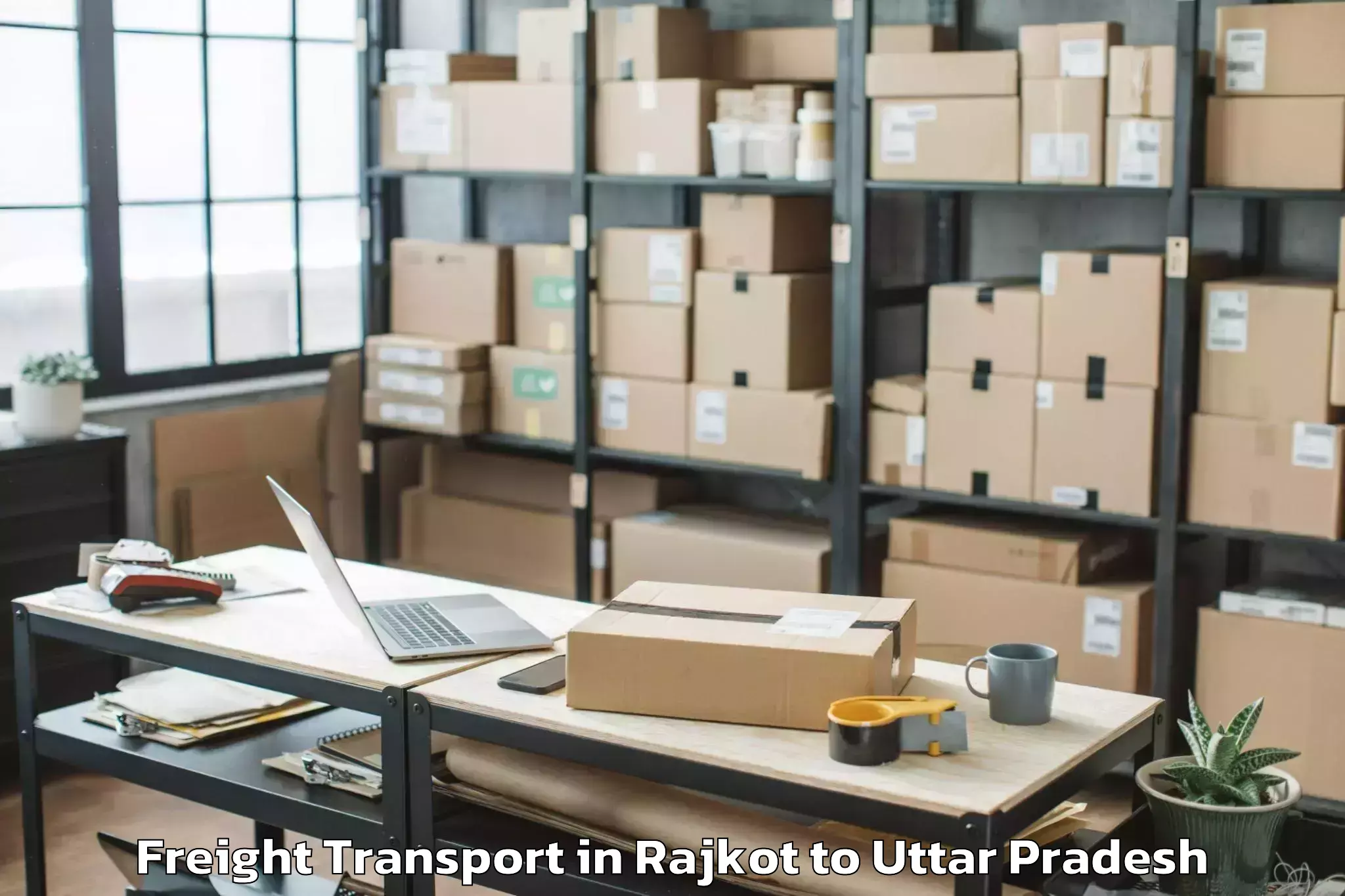 Top Rajkot to Barkhera Kalan Freight Transport Available